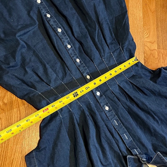 Anthropologie x Exquise The Tobie Button-Front Pleated Shirt Dress Denim LP NWT - Picture 8 of 15